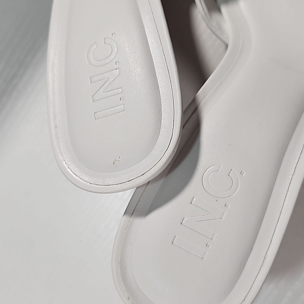 INC Basaaria White Leather Heeled Mules Pointed Toe Sandals Size 7 - Picture 8 of 11